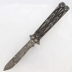 Butterfly Sudden Fatality Tribal Balisong Fanning Knife | Tanto Damascus Steel Blade