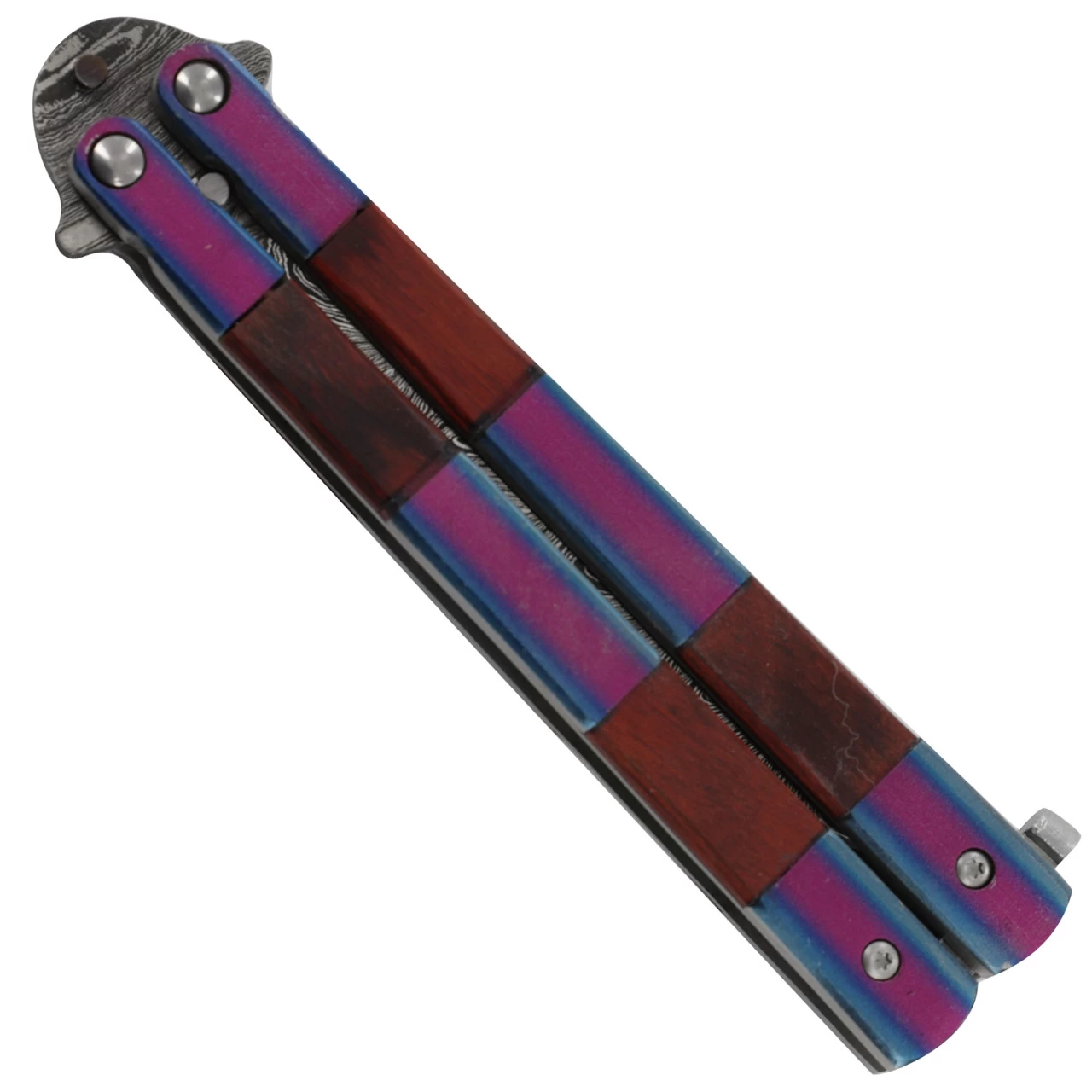 Double Feature Damascus Steel Heavy Duty Fanning Butterfly Knife 5 Double Feature Damascus Steel Heavy Duty Fanning Butterfly Knife - Image 3