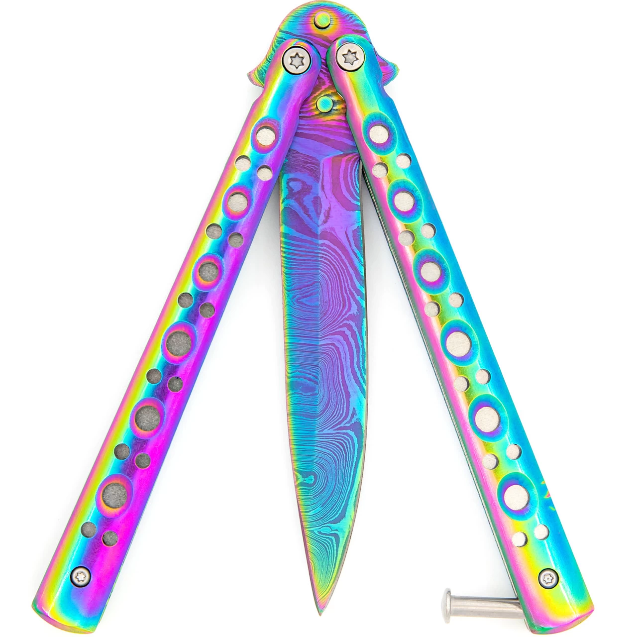 Mutation Warning Balisong Flipper Butterfly Knife | Titanium Damascus | Drop Point Blade 4 Mutation Warning Balisong Flipper Butterfly Knife | Titanium Damascus | Drop Point Blade - Image 2