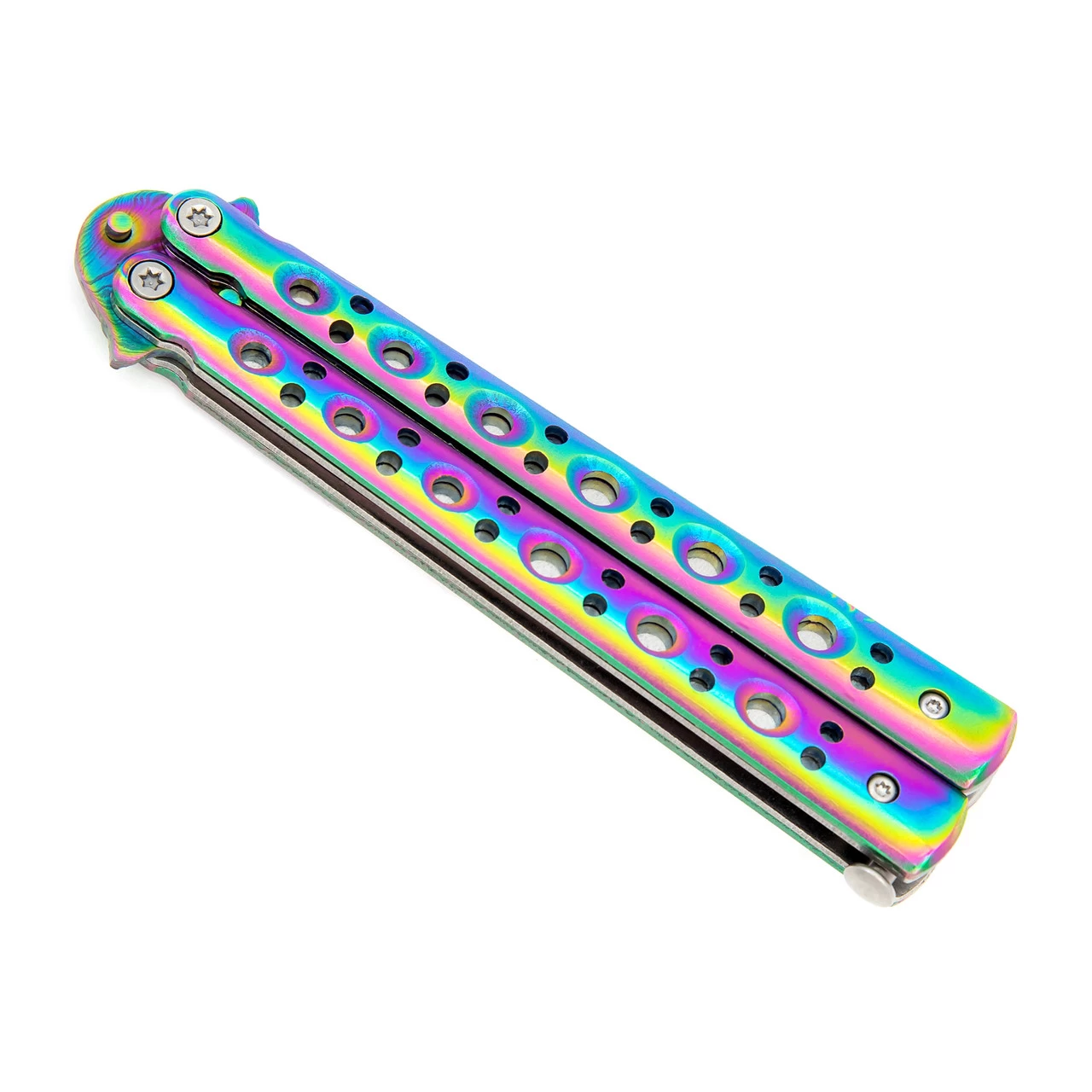 Mutation Warning Balisong Flipper Butterfly Knife | Titanium Damascus | Drop Point Blade 5 Mutation Warning Balisong Flipper Butterfly Knife | Titanium Damascus | Drop Point Blade - Image 3