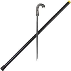 Poison Lightning Cobra Snake Pewter Finish Costume Walking Sword Cane W/ Rubber Stopper