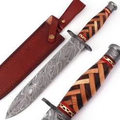 Arabian Nights Damascus Steel Dagger With Leather Sheath