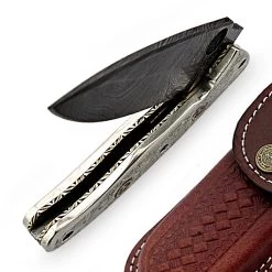 Chrysanthemum Damascus Folding Pocket Knife