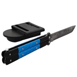 Azure Sky Butterfly Knife With Hard ABS Sheath | Damascus Steel | Tanto Point Blade -Edge Crafters Hub GBS40 D2 05 29934.1691164384