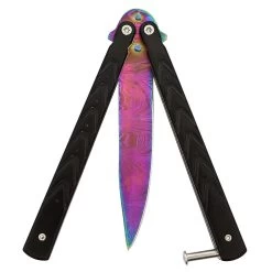 Black Butterfly Balisong Knife With Hard ABS Sheath | Drop Point Blade | Titanium Damascus Steel -Edge Crafters Hub GBS47 D3 02 64619.1691423175