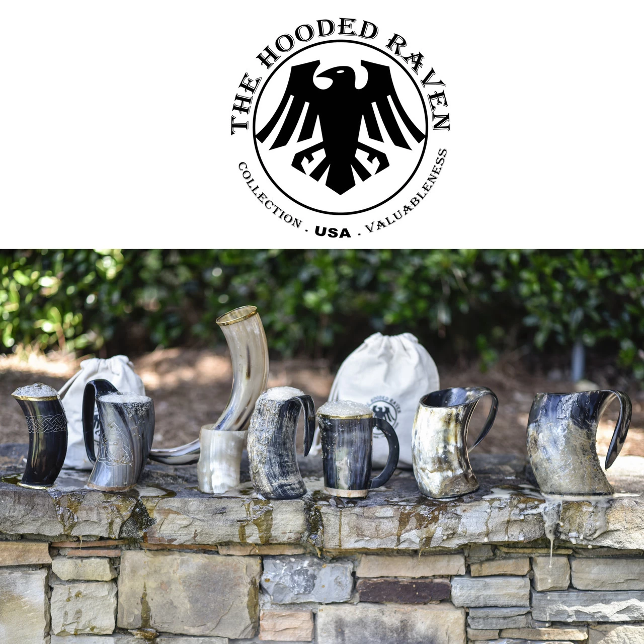 The Hooded Raven ™ 3-Piece Drinking Horn Shot Set Canvas Bag Carrier Included 7 The Hooded Raven ™ 3-Piece Drinking Horn Shot Set Canvas Bag Carrier Included - Image 5