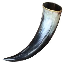 The Hooded Raven ™ Large Pure Brass Rim Drinking Horn Canvas Pouch Included -Edge Crafters Hub IN60841 53444.1600184417