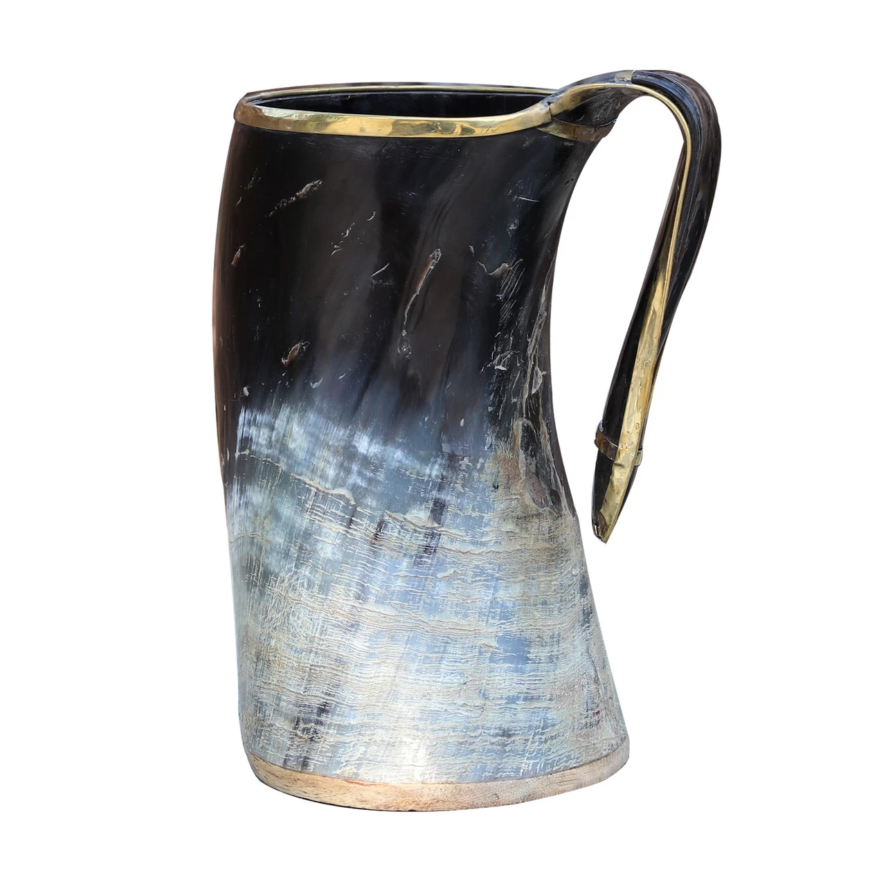 The Hooded Raven™ XXL Viking Royal Brass Rimmed Natural Buffalo Drinking Horn Tankard Mug 4 The Hooded Raven™ XXL Viking Royal Brass Rimmed Natural Buffalo Drinking Horn Tankard Mug - Image 2