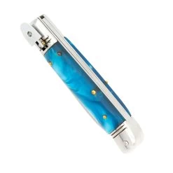 Argent Leviathan Automatic Lever Lock Switchblade Knife | Blue Pearl Hand & Silver Hardware -Edge Crafters Hub LV2469 44423.1661804268