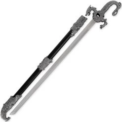 Sea Of Flames Dragon Serpent Silver Ceremonial Royal Dynasty Saber Sword W/ Hard Scabbard