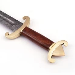 Carolingian Revival Forged Damascus Sword Triangle Brass Pommel Leather Sheath Included -Edge Crafters Hub SSD2274 55212.1595342770