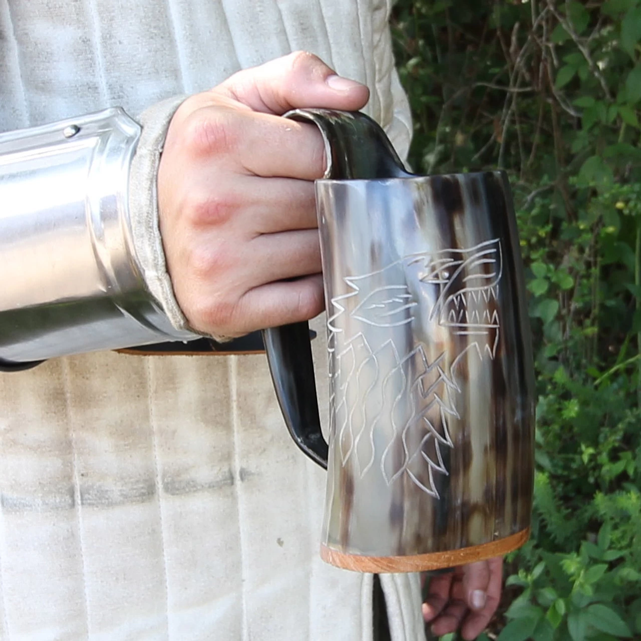 Norse Viking Tankard Fenrir Engraved Drinking Horn Mug 5 Norse Viking Tankard Fenrir Engraved Drinking Horn Mug - Image 3