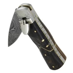 Arrow Horn Stag Damascus Lever Switchblade Automatic Knife -Edge Crafters Hub lever lock open prairie damascus knife 19 62320.1598299933